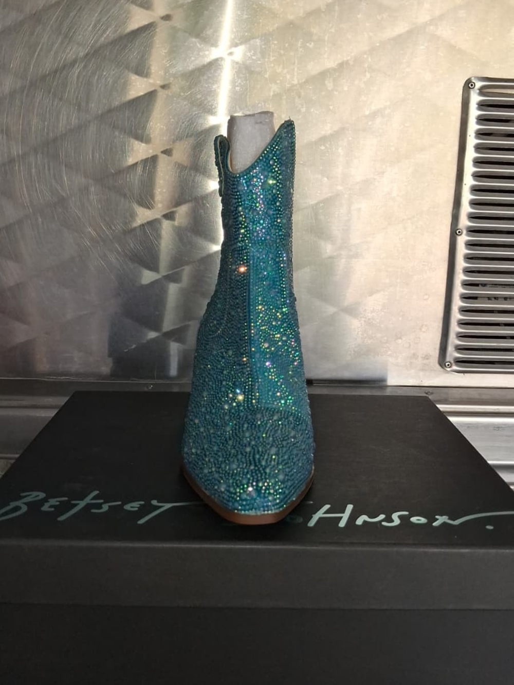 Betsey Johnson Turquoise Crystal Embellished Ankle Boot - Picture 6 of 9